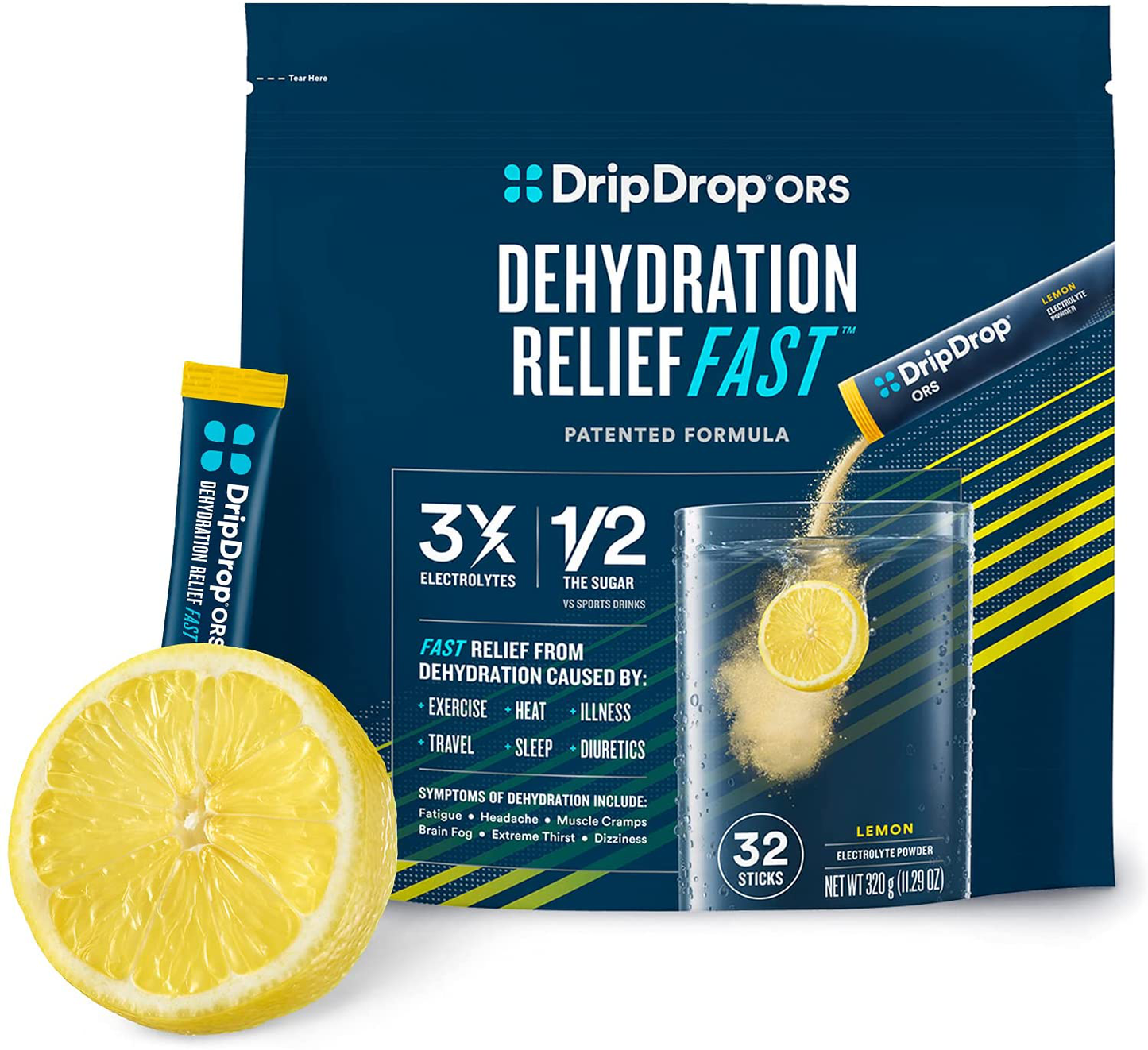 Dripdrop ORS - Electrolyte Powder for Dehydration Relief Fast - for Workout, Sweating, Heat, & Travel Recovery