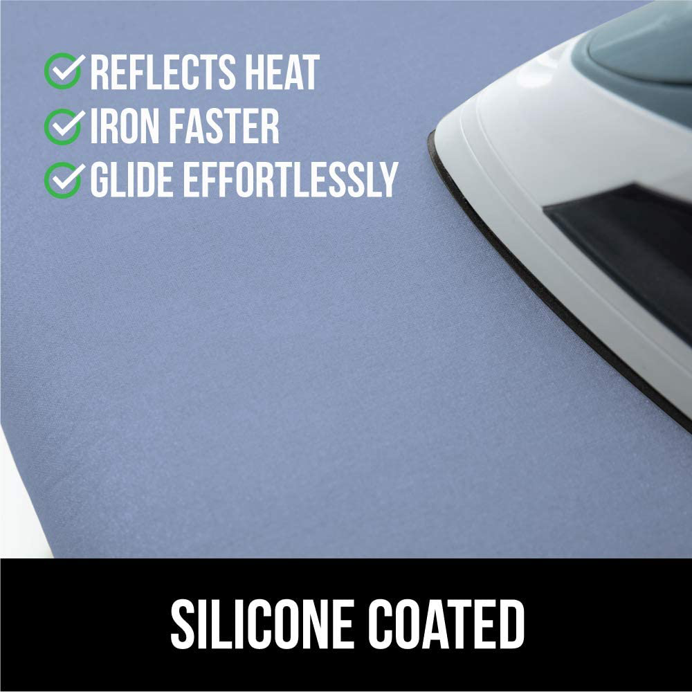 Gorilla Grip Reflective Silicone Ironing Board Cover, Resist Scorching and Staining, 15x54 Inch, Hook and Loop Fastener Straps, Pads Fit Large and Standard Boards, Elastic Edge, Thick Padding, Blue