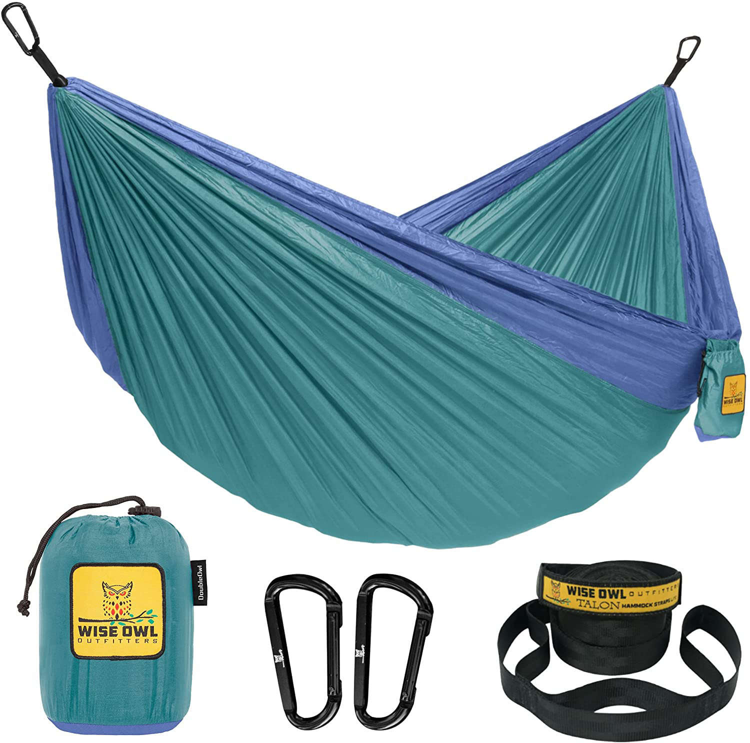Wise Owl Outfitters Camping Hammocks - Portable Hammock Single or Double Hammock for Outdoor, Indoor W/ Tree Straps - Backpacking, Travel, and Camping Gear
