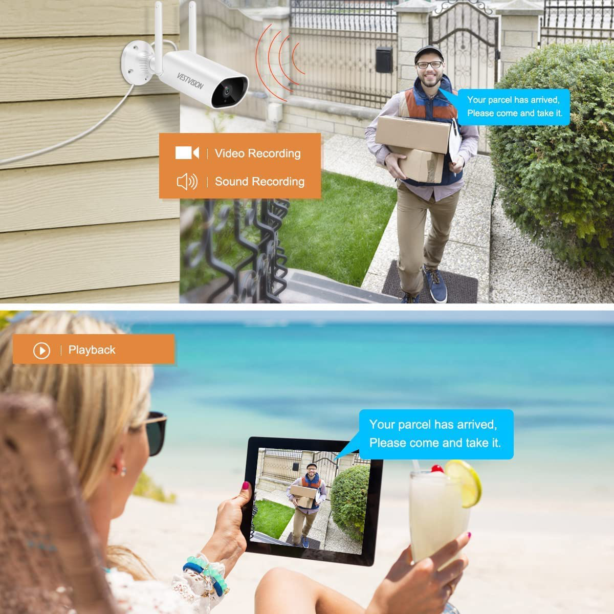 Outdoor Security Cameras FHD 1080P, Night Vision Security Cameras Wireless Outdoor, IP66 Weatherproof for Outdoor Indoor Motion Detection Wireless Cameras for Home Security, 2-Way Audio, 2.4G Wifi