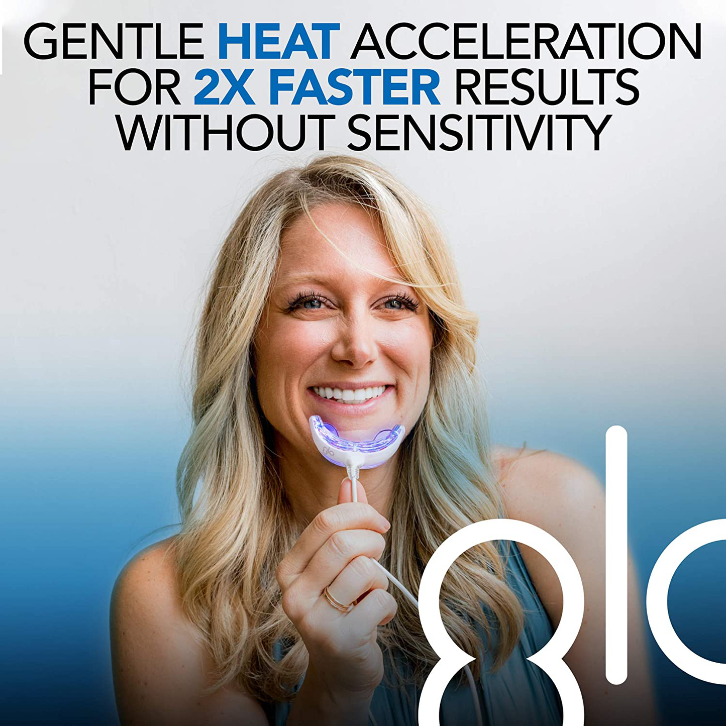 GLO Brilliant Deluxe Teeth Whitening Device Kit with Patented Blue LED Light & Heat Accelerator for Fast, Pain-Free, Long Lasting Results
