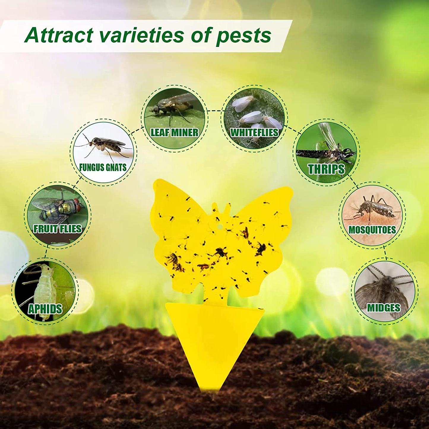 48 Pcs 4 Shapes Yellow Sticky Traps for Fruit Fly, Whitefly, Fungus Gnat, Mosquito, Fly and Bug, Sticky Insect Catcher Traps for Indoor/Outdoor/Kitchen, Extremely Sticky, Non-Toxic, Pet & Kid Safe