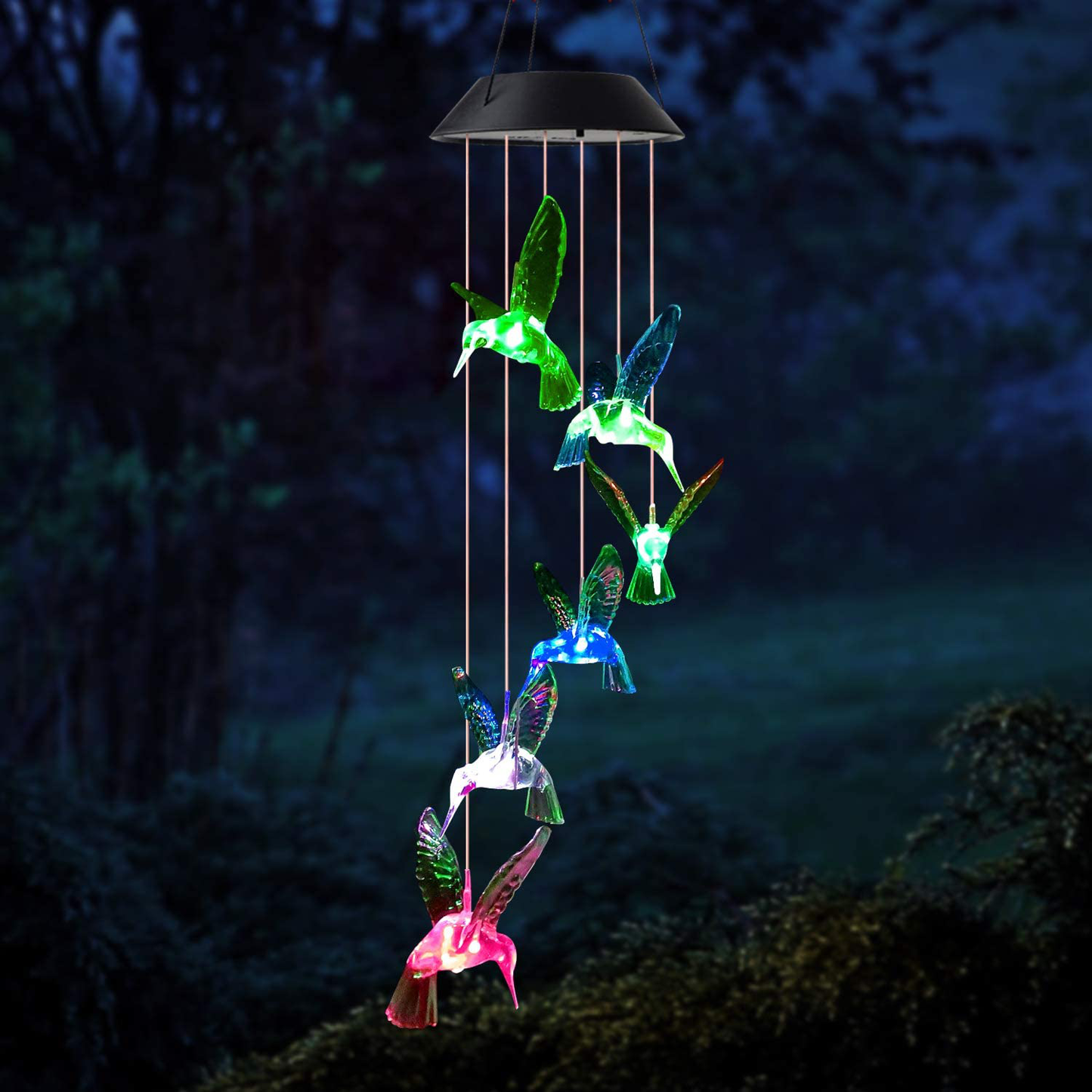 JOBOSI Wind Chimes, Hummingbird Wind Chimes Outdoor,Solar Wind Chimes, Gifts for Mom, Birthday Gifts for Women.