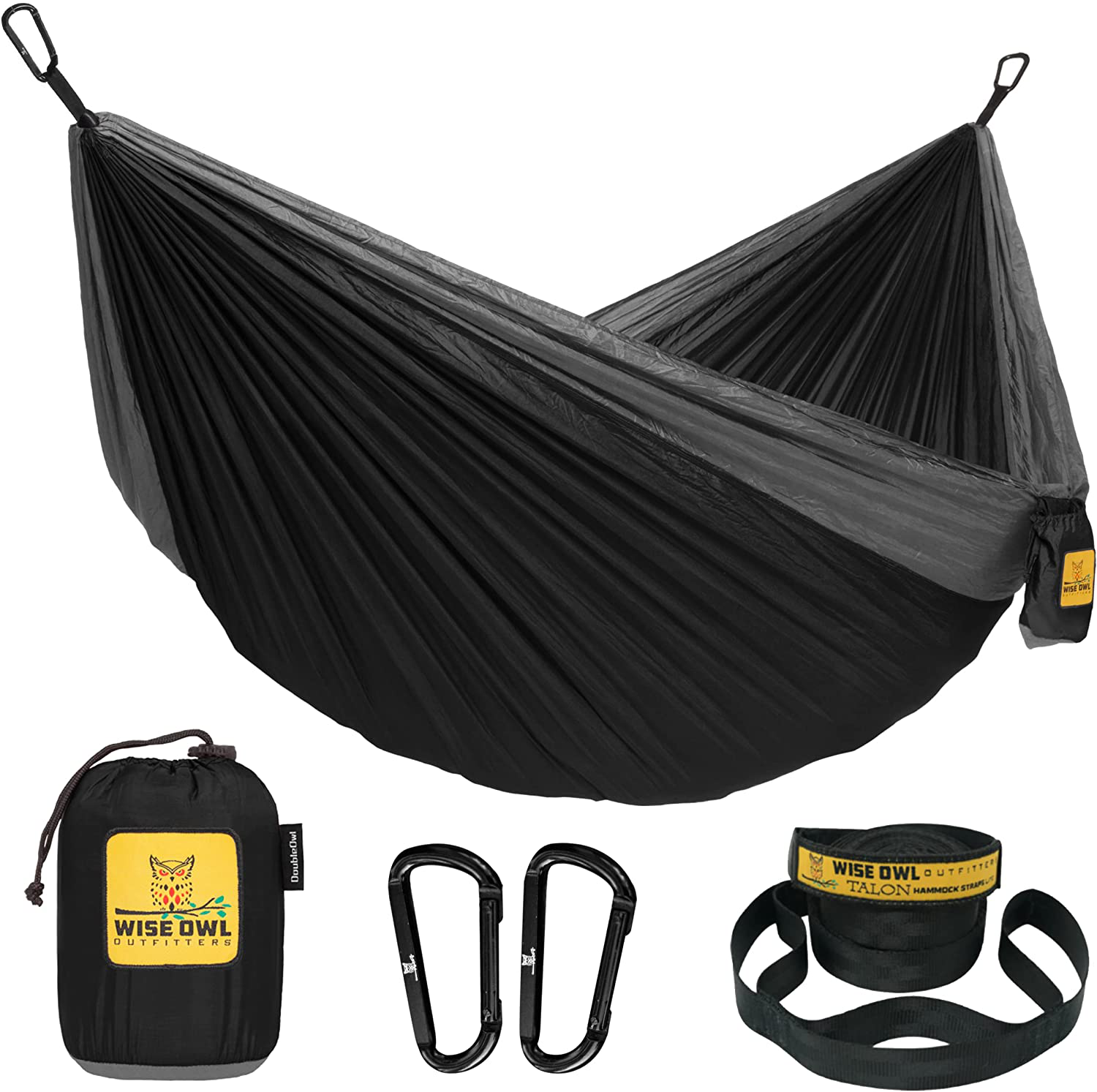 Wise Owl Outfitters Camping Hammocks - Portable Hammock Single or Double Hammock for Outdoor, Indoor W/ Tree Straps - Backpacking, Travel, and Camping Gear