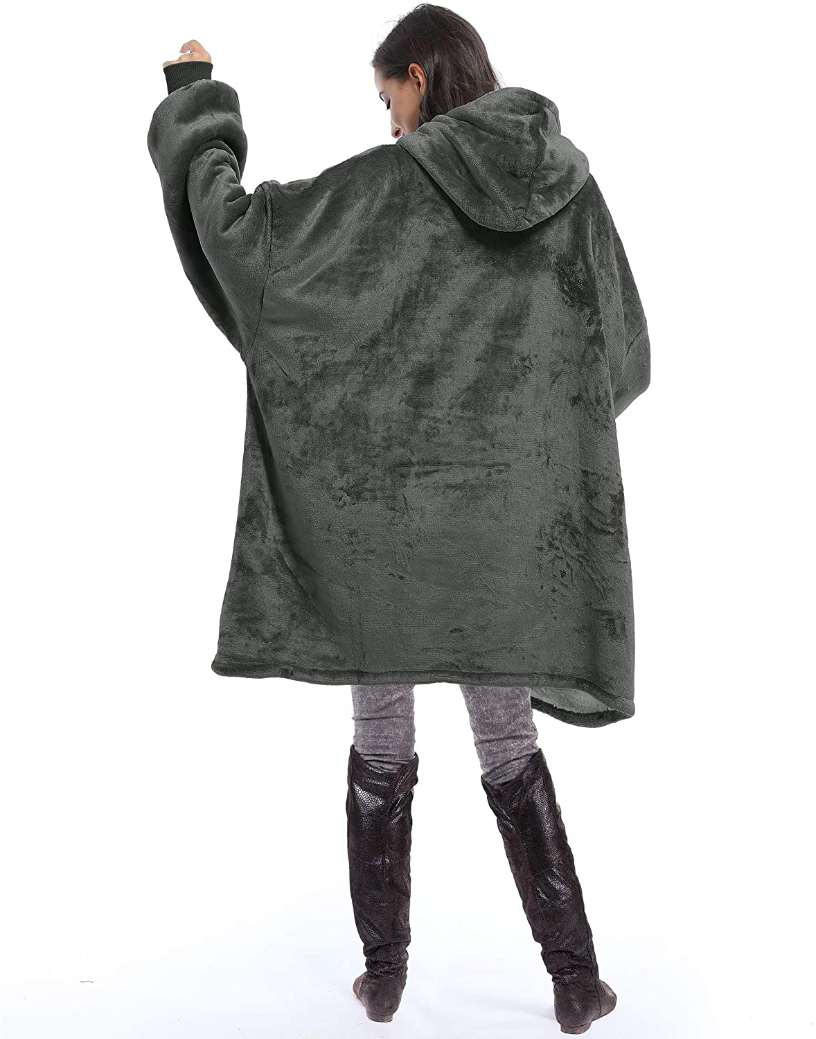 Catalonia Oversized Wearable Blanket Hoodie Sweatshirt, Comfortable Sherpa Lounging Pullover for Adults Men Women Teenagers Wife Girlfriend