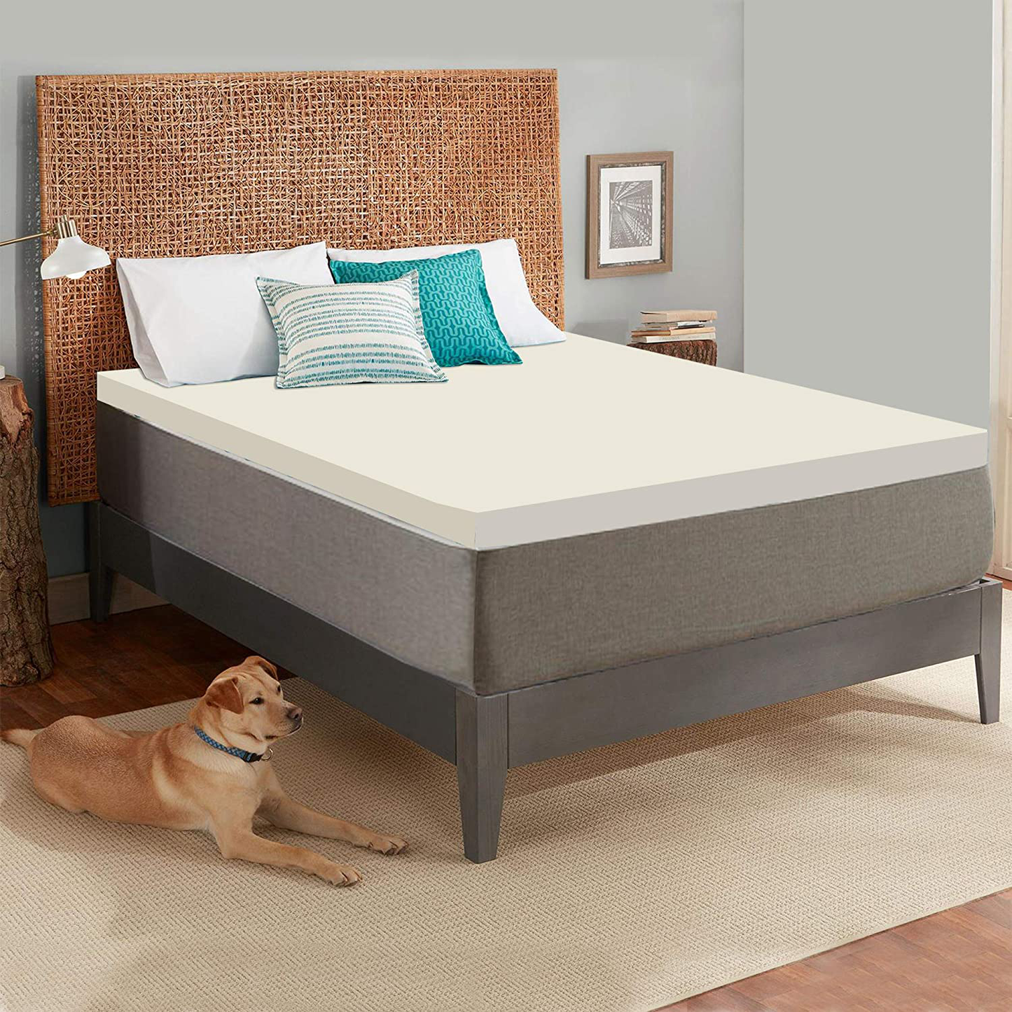 Zutan, 2-inch Foam Topper, Adds Comfort to Mattress, Twin, Yellow