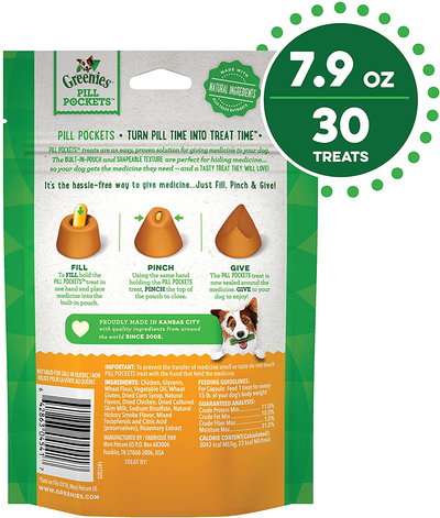 GREENIES Pill Pockets Natural Dog Treats, Capsule Size, Chicken Flavor