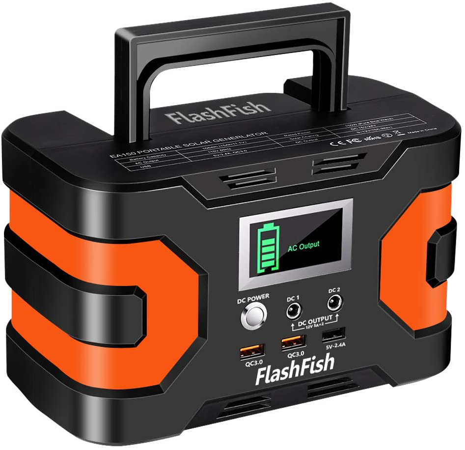 200W Peak Power Station, Flashfish CPAP Battery 166Wh 45000mAh Backup Power Pack 110V 150W Lithium Battery Pack Camping Solar Generator For CPAP Camping Home Emergency Power Supply