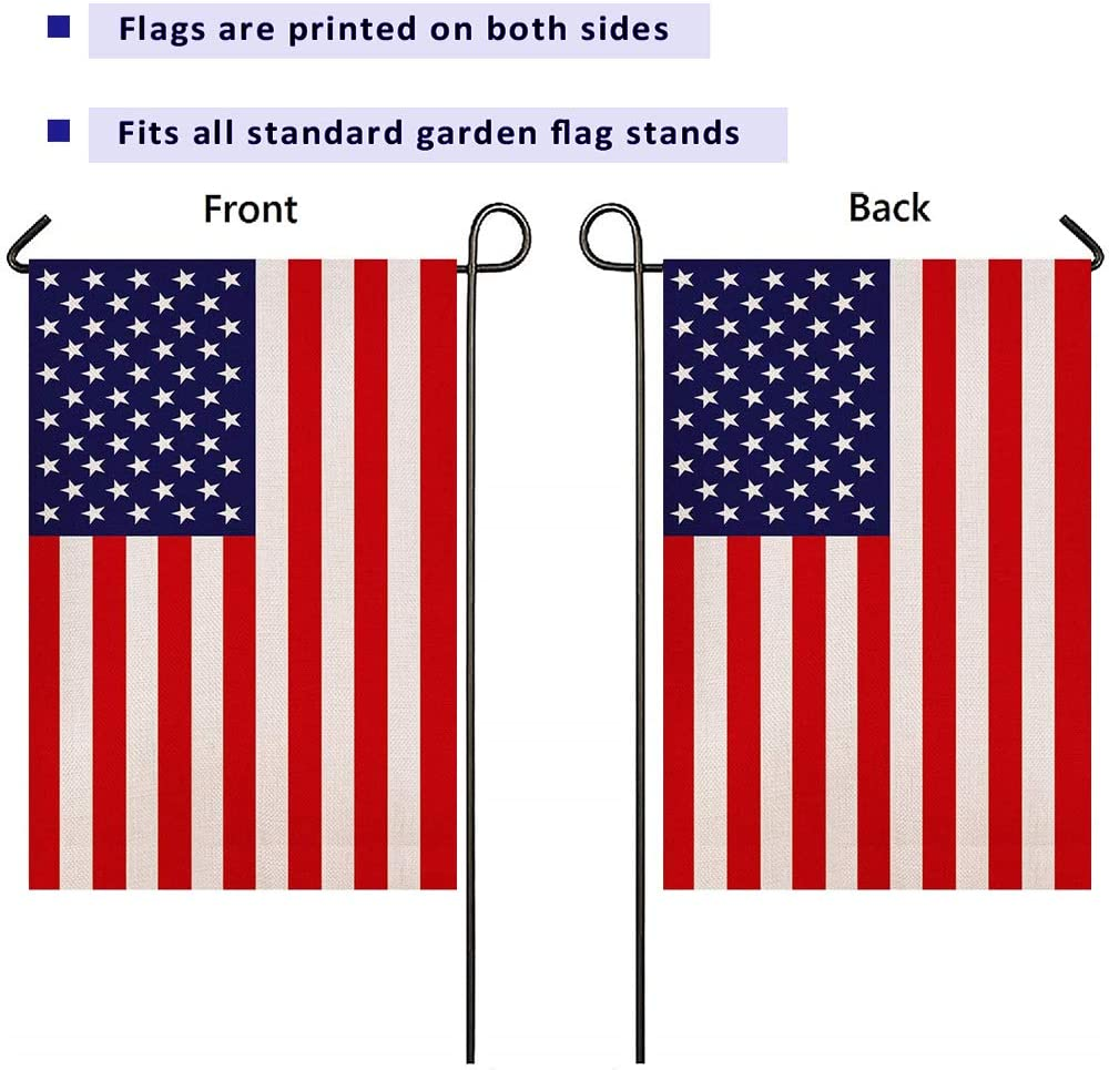 American Flag Double Sided American Flag Garden Flag Thick Weatherproof Burlap 4Th of July Garden Flag US Garden Flag Perfect Decor for Outdoor Yard Porch Patio Farmhouse Lawn, 12 X 18 Inch