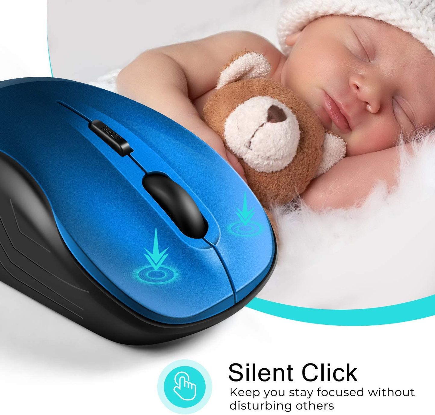 Wireless Mouse Silent 2.4G USB Computer Mouse Compact Optical Cordless Mouse Mini Quiet Wireless Mice, Noiseless, 4 Buttons, 3 Adjustable DPI Mobile Mouse for Pc/Laptop/ Windows/Mac/Linux