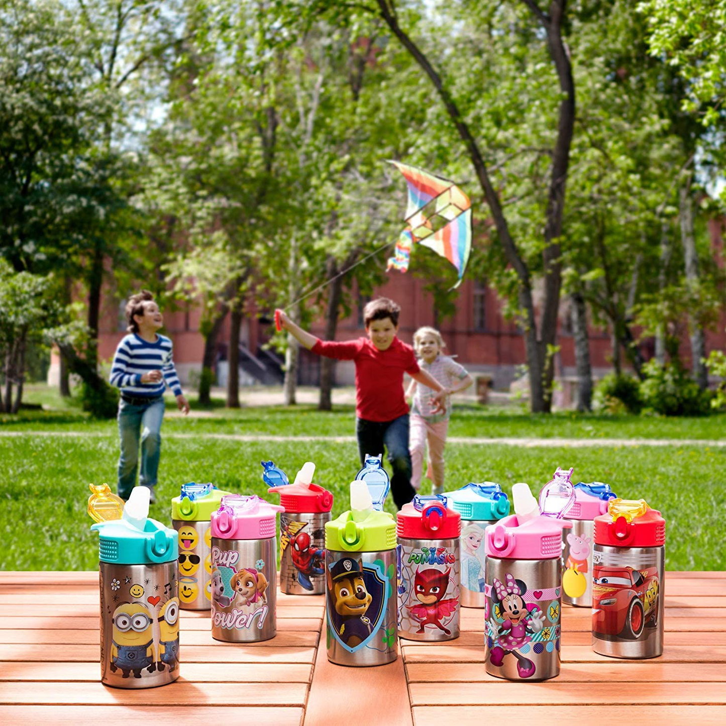 Zak Designs Paw Patrol 15.5oz Stainless Steel Kids Water Bottle with Flip-up Straw Spout - BPA Free Durable Design, Paw Patrol Boy SS