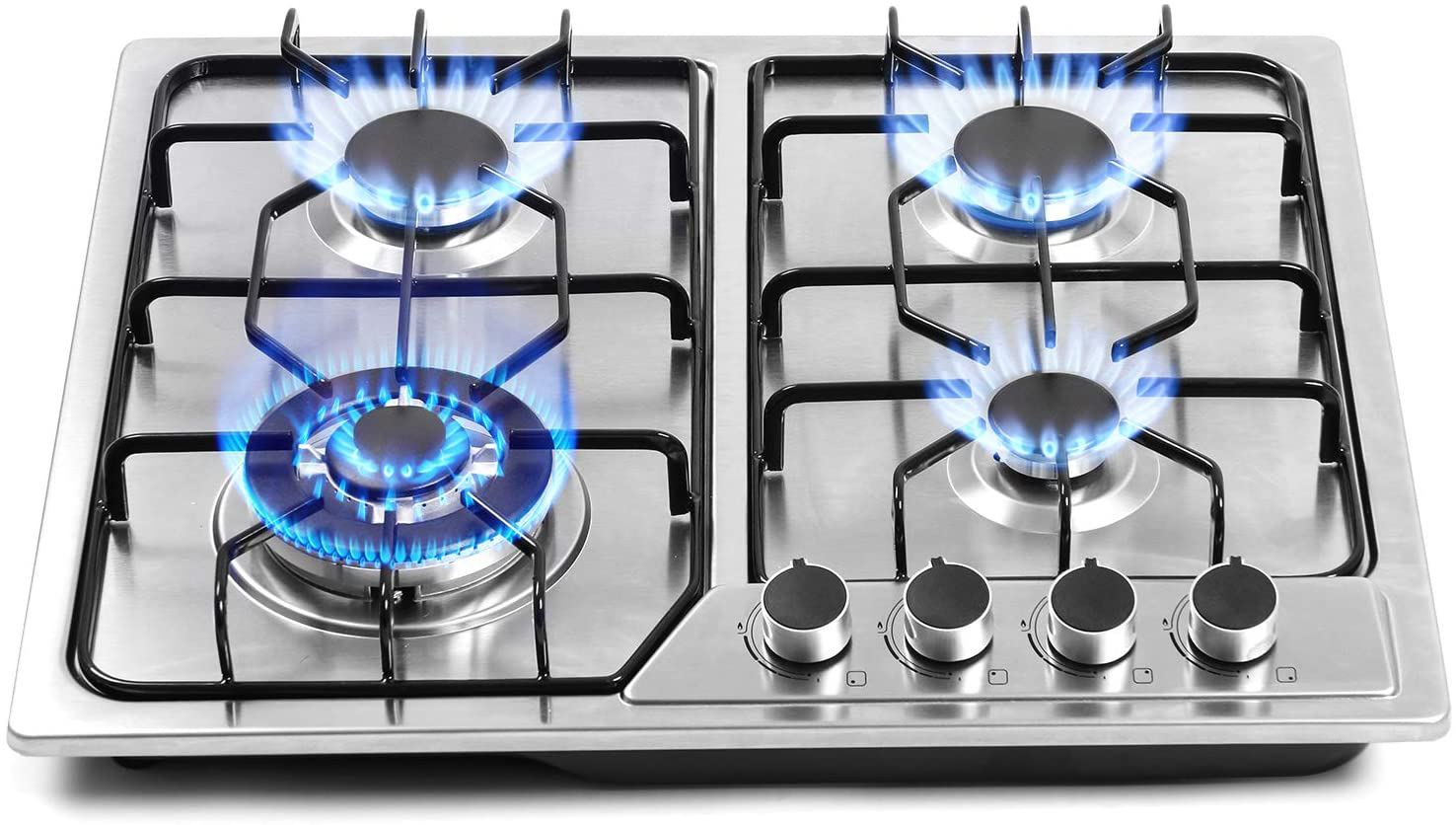 Gas Stove Gas Cooktop 2 Burners,12 Inches Portable Stainless Steel Built-in Gas Hob LPG/NG Dual Fuel Easy to Clean for RVs, Apartments, Outdoor