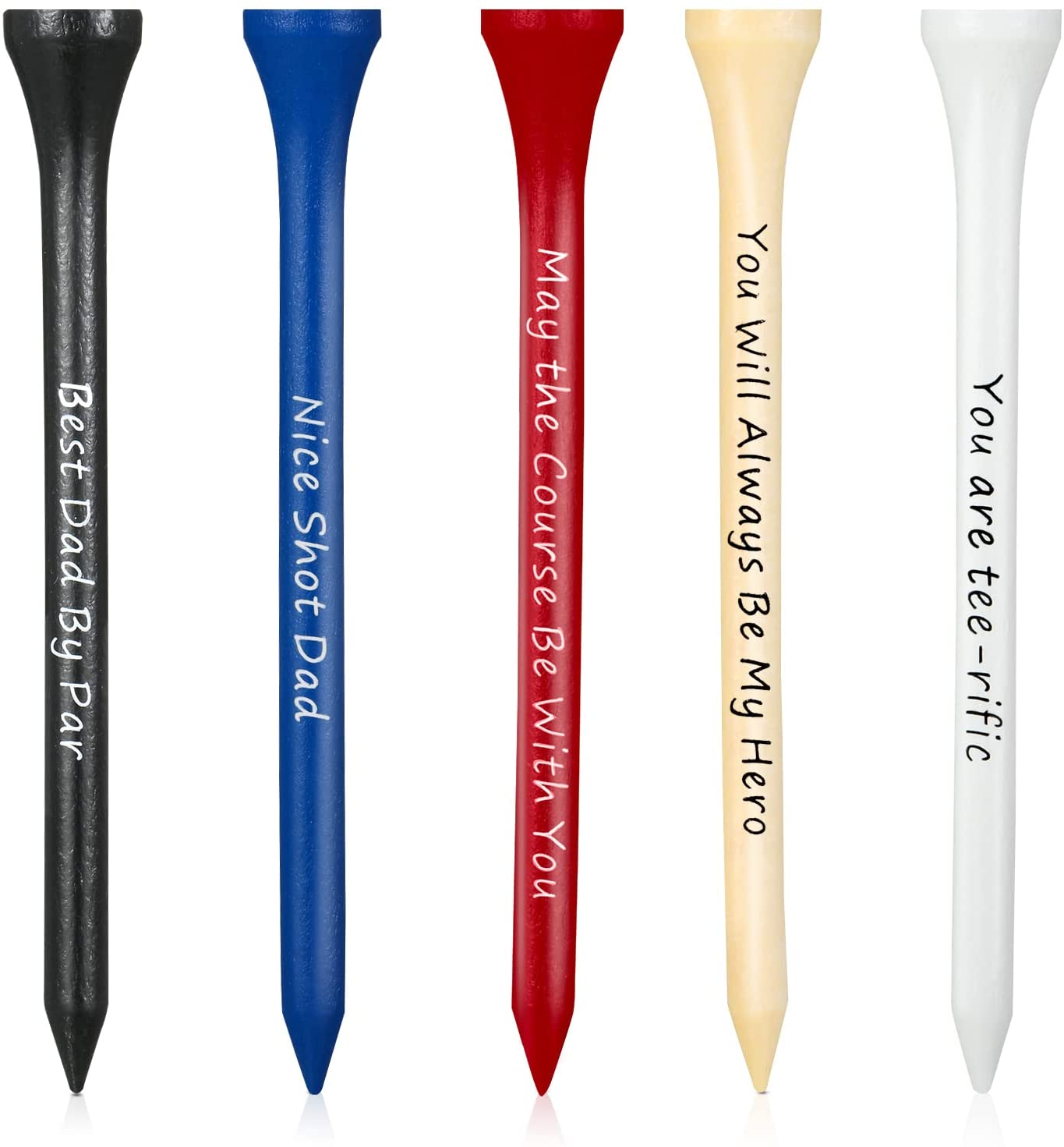 60 Pieces Dad Golf Gifts Funny Sayings Golf Tees, 3-1/4 Inch Personalized Wooden Golf Tees with Warm Words