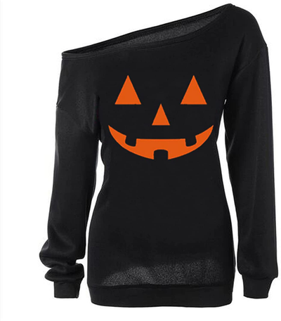 lymanchi Women Slouchy Shirts Halloween Pumpkin Long Sleeve Sweatshirts Pullover