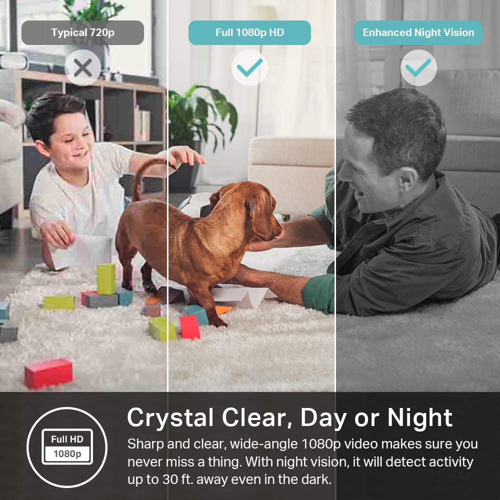 Dome Indoor Security Camera by TP-Link, 1080p HD Smart Home Pan/Tilt Camera with Night Vision, Motion Detection for Pet Baby Monitor, Works with Alexa & Google Home