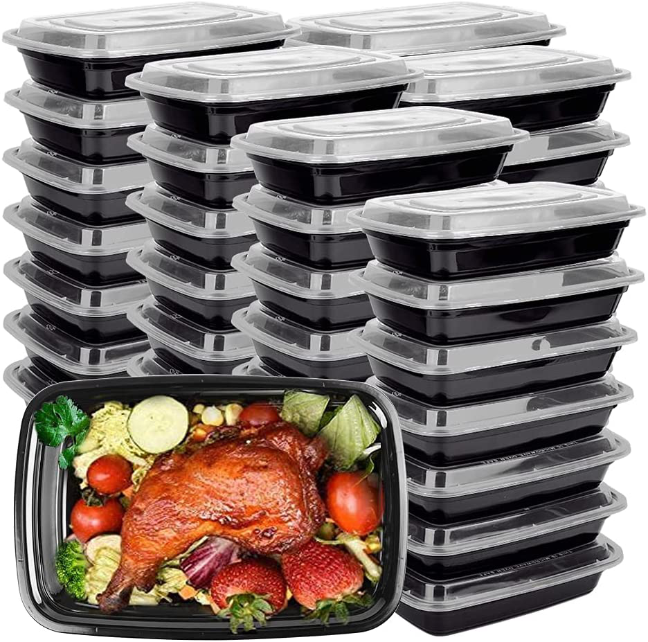 IUMÉ 50-Pack Food Prep Container, 750ML/ 26 OZ Microwavable Containers with Lids for Food Prepping, Disposable Plastic Boxes BPA Free Lunch Boxes- Stackable, Reusable Dishwasher Healthy