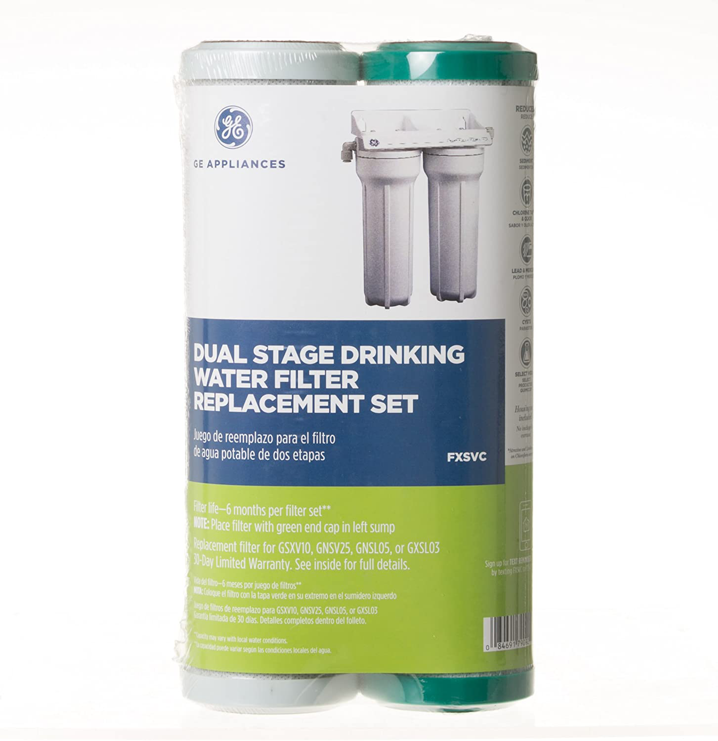 GE FXSVC Dual Stage Drinking Water Replacement Filter, 2 Count (Pack of 1)