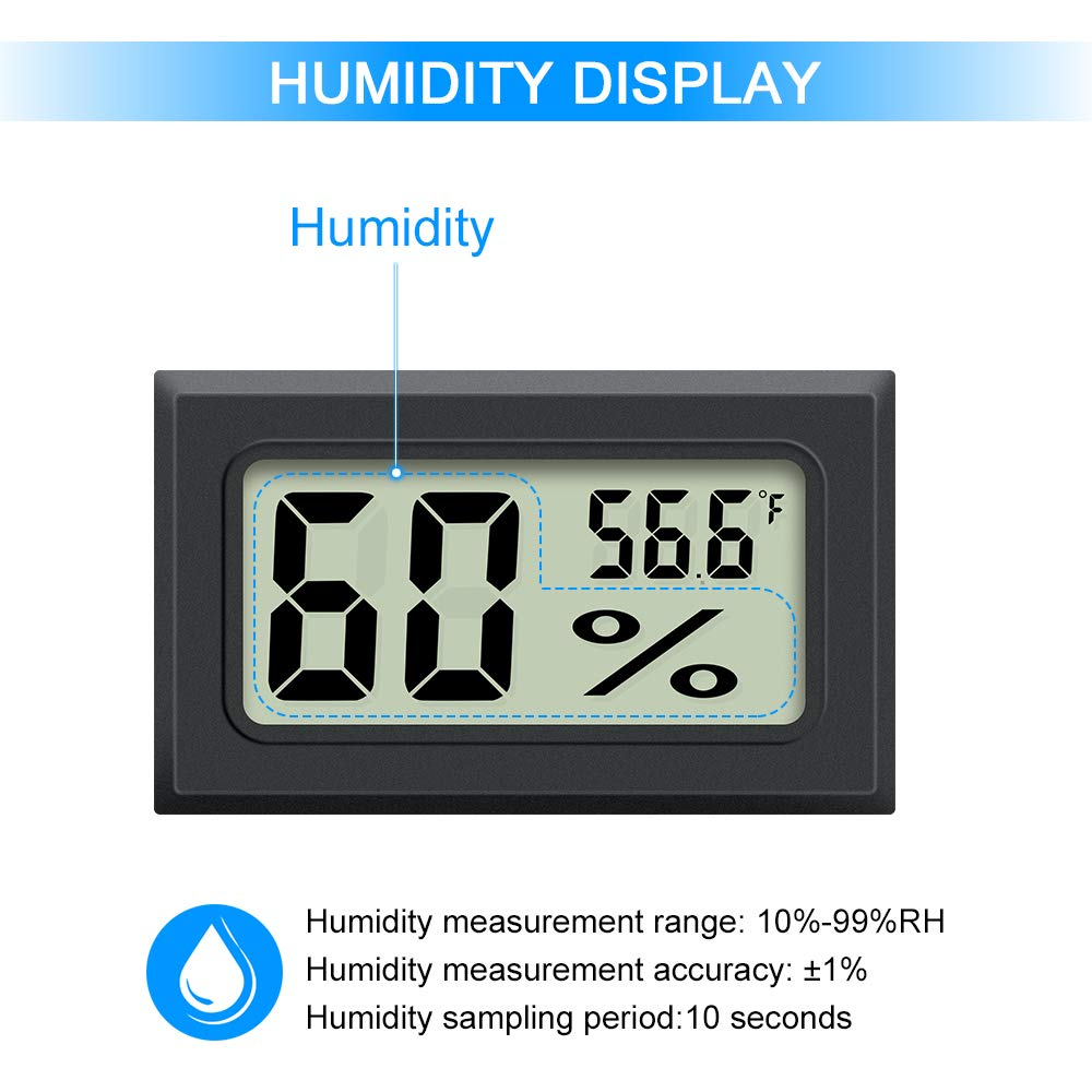 Mini Hygrometer Thermometer 2PCS Mini Digital Humidity Gauge, Aiktryee Hygrometer Indoor Humidity Monitor, Temperature Humidity Gauge Meter for Humidors, Greenhouse, Garden, Cellar, Closet, Etc