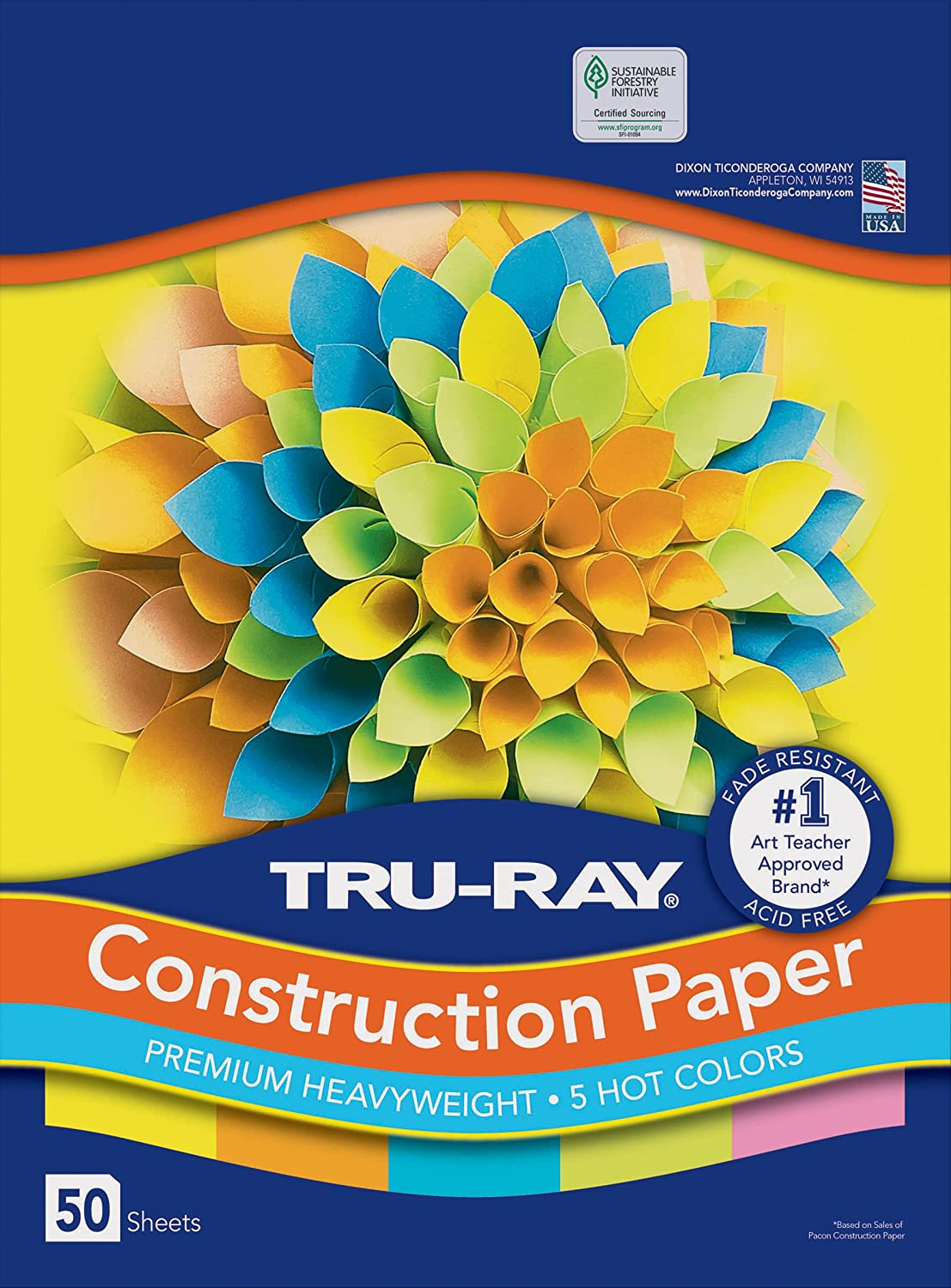 Tru-Ray Construction Paper P103031, 10 Classic Colors, 9" X 12", 50 Sheets