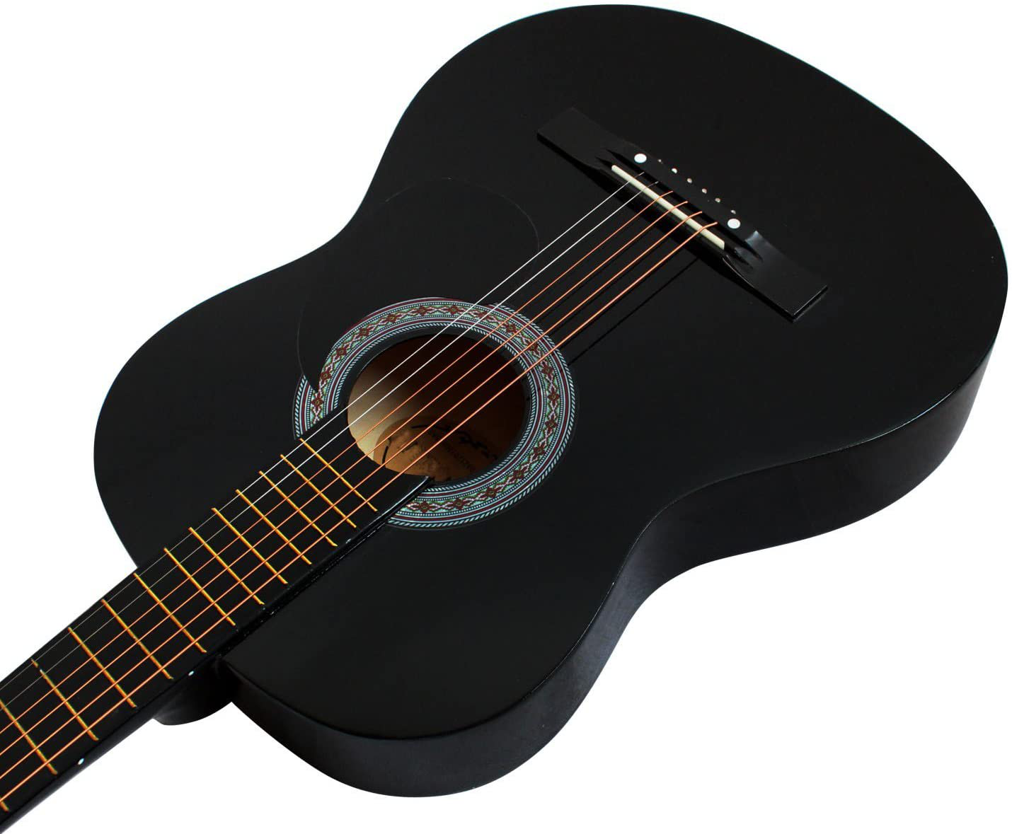 YMC 38" Black Beginner Acoustic Guitar Starter Package Student Guitar with Gig Bag,Strap, 3 thickness 9 picks,2 Pickguards,Pick Holder, Extra Strings, Electronic Tuner -Black