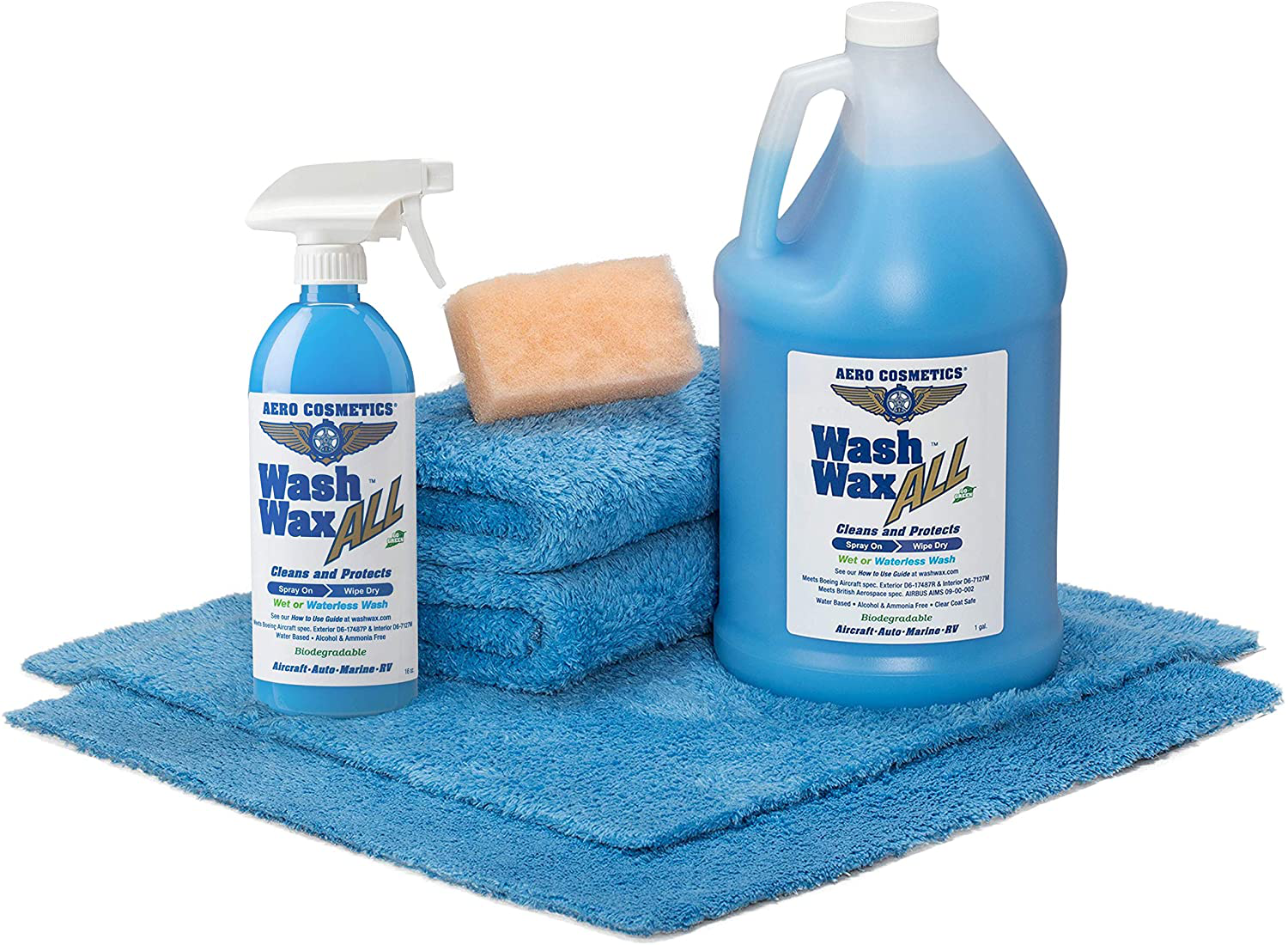 Wet or Waterless Car Wash Wax Kit 144 oz. Aircraft Quality for your Car, RV, Boat, Motorcycle. Guaranteed the Best Wash Wax. Anywhere, Anytime, Home, Office, School, Garage, Parking Lots.