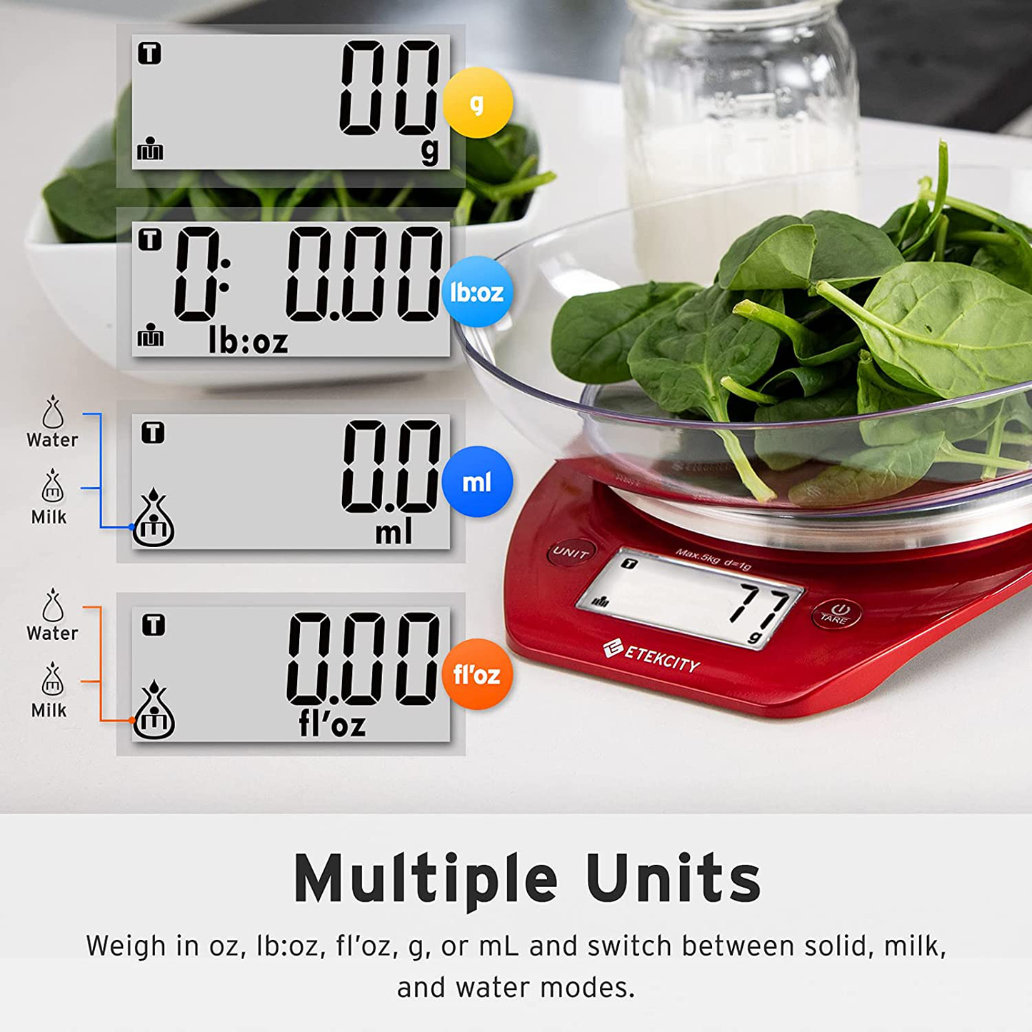 Food Kitchen Scale Bowl, Digital Grams and Ounces for Weight Loss, Baking, Cooking and Keto, 11lb,