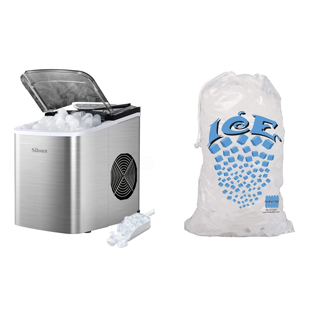 Ice Makers Countertop, 9 Cubes Ready in 6 Mins, 26Lbs in 24Hrs, Self-Cleaning Ice Machine with Ice Scoop and Basket, 2 Sizes of Bullet Ice for Home Kitchen Office Bar Party