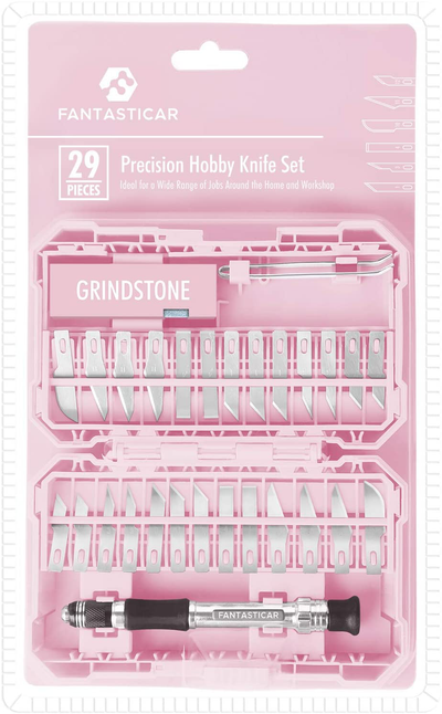 FANTASTICAR Pink Craft Knife Precision Cutter Hobby Knife Blades Set ( 29Pcs) for Art Work, Scrapbooking, Stencil, Architecture Modeling, Wood Leather Working