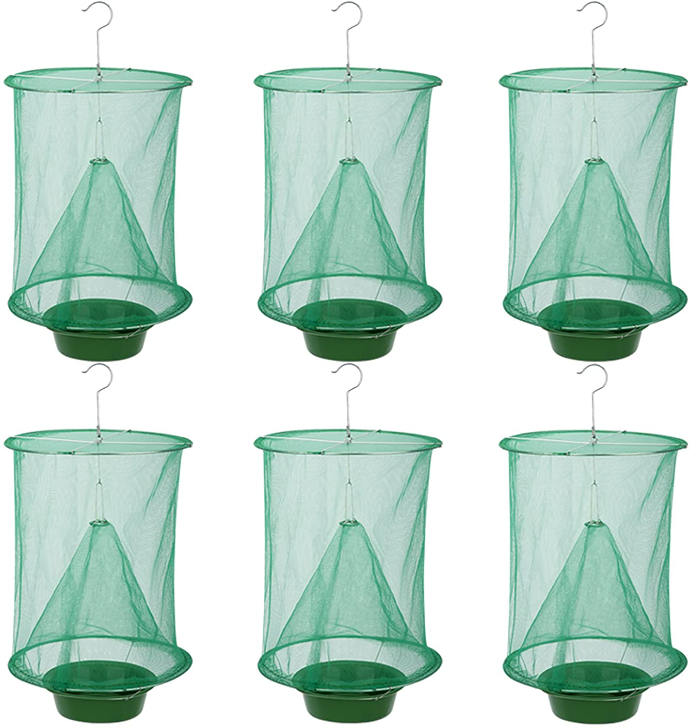 Ranch Fly Trap - Reusable Fruit Fly Trap with Bait Tray, Upgraded Flay Catcher Cage Effective Flay Bag for Indoor Outdoor Hanging Family Farms,Horse Stable,Garden,Orchard,Park,Restaurants(4 Pack