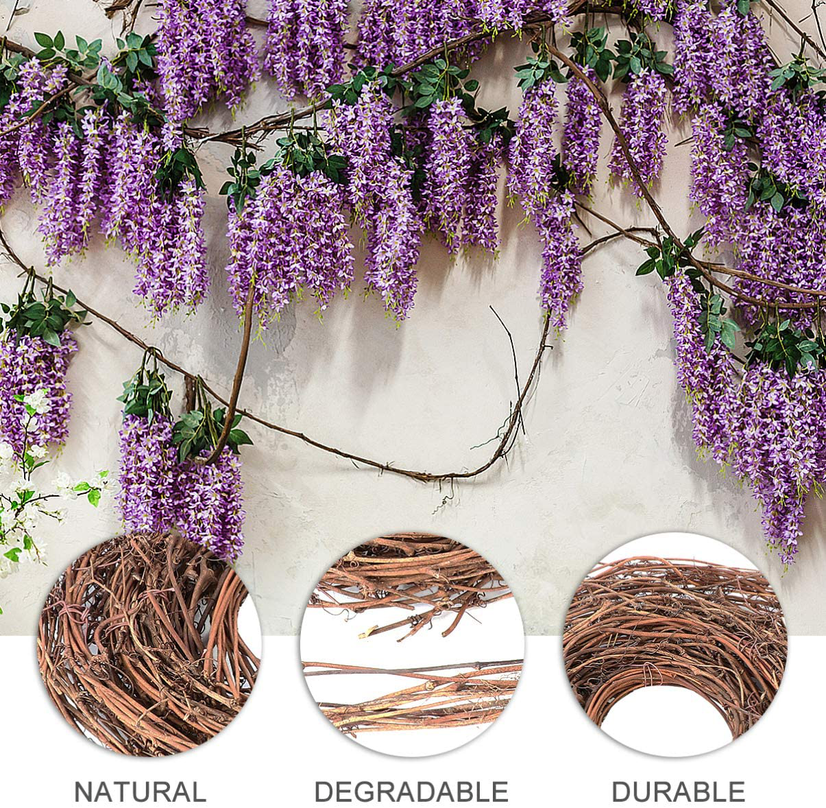 Garneck 15Ft Twig Garland, Christmas DIY Crafts Natural Grapevine Twig Garland Wreaths Decor for Christmas Holiday Home Decor