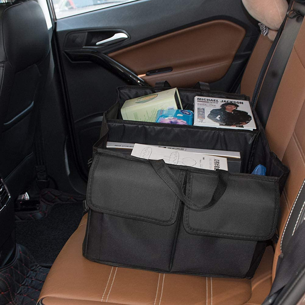 Car Trunk Organizer, Trunk Organizer for SUV, 8 Pocket Backseat Trunk Organizer, Waterproof, Dust-Proof, Durable Foldable Cargo Net Storage for More Trunk Space with Adjustable Straps, Black
