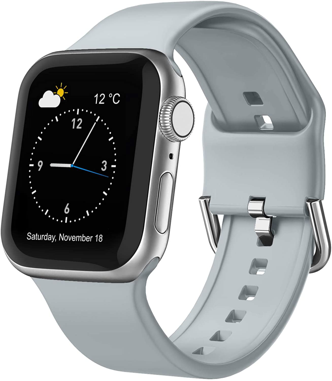 Adepoy Compatible with Apple Watch Bands Soft Silicone Sport Wristbands Replacement Strap with Classic Clasp for iWatch
