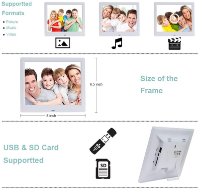 9-Inch Digital Picture Photo Frame 4:3 High Resolution IPS LCD Screen, Mp3/Photo/Video Player with Remote Control