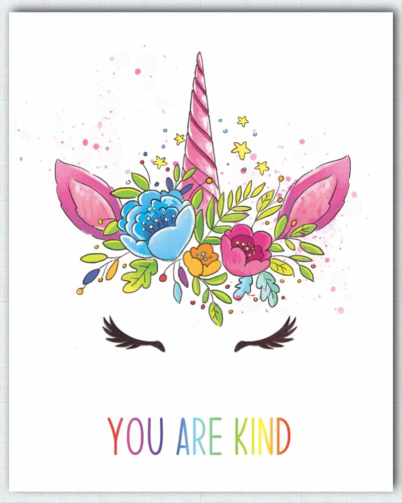 Unicorn Girls Room Décor | Motivational & Positive Affirmation Unicorn Bedroom Posters Wall Décor For Kids Room | Rainbow Decorations | Six 8x10 Wall Art Prints (Unframed) | Unicorn You Are Set