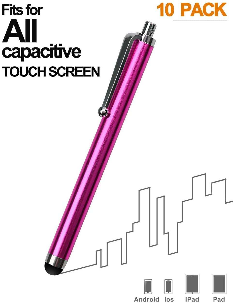 Stylus Pens for Touch Screens, LIBERRWAY Stylus Pen 10 Pack of Pink Purple Black Green Silver Stylus Universal Touch Screen Capacitive Stylus Compatible with Kindle ipad iPhone Samsung