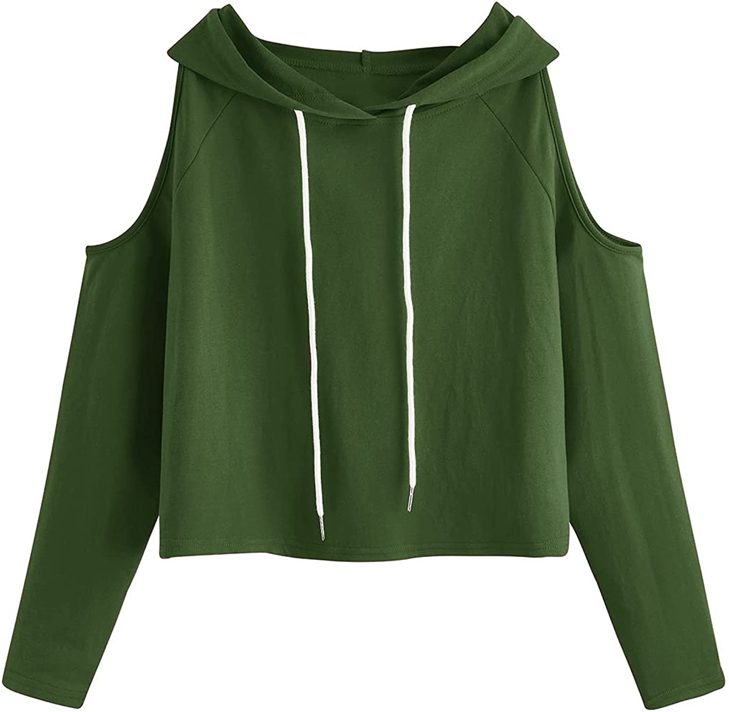 SweatyRocks Women's Cold Shoulder Tie Dye Pullover Hoodie Crop Top Sweatshirt