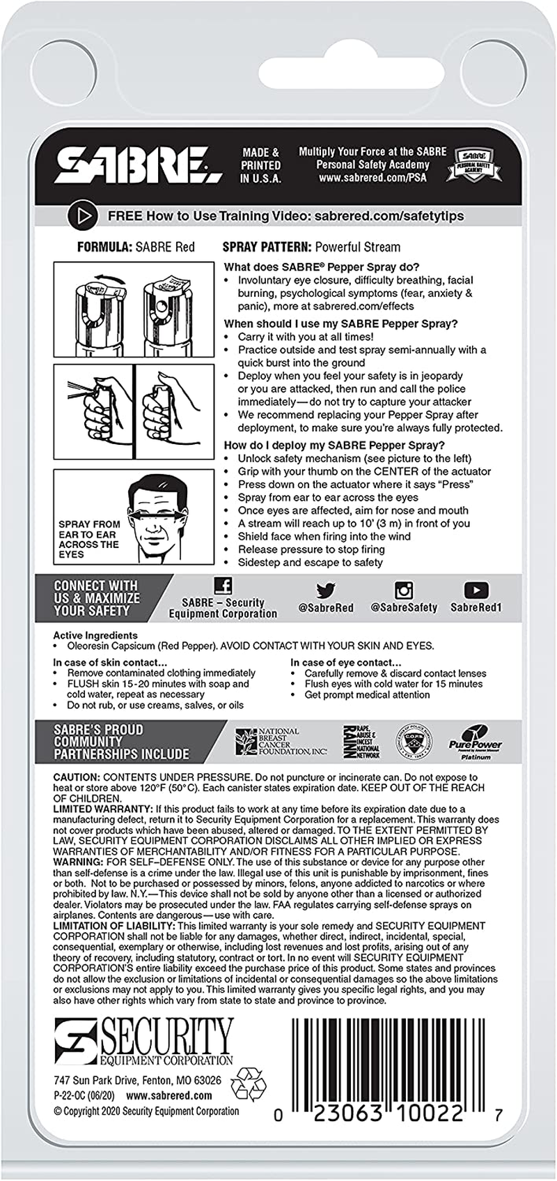 Compact Pepper Spray with Clip – Maximum Police Strength OC Spray with UV Dye, 10-foot (3 m) Range, 35 Bursts, Quick Access Belt Clip – Small and Easy to Carry On-the-Go