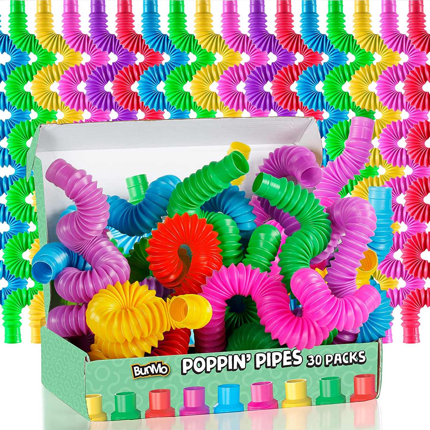 Bunmo Pop Tubes Sensory Toys, Fine Motor Skills Fidget Pack Toddler Toys, Fidget Toys for Sensory Kids and Kids Learning Toys.