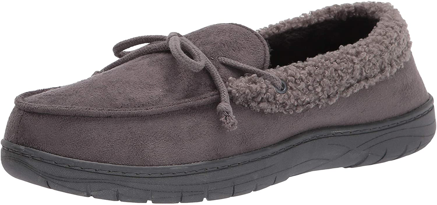 Hanes Men'S Moccasin Slipper House Shoe with Indoor Outdoor Memory Foam Sole Fresh Iq Odor Protection