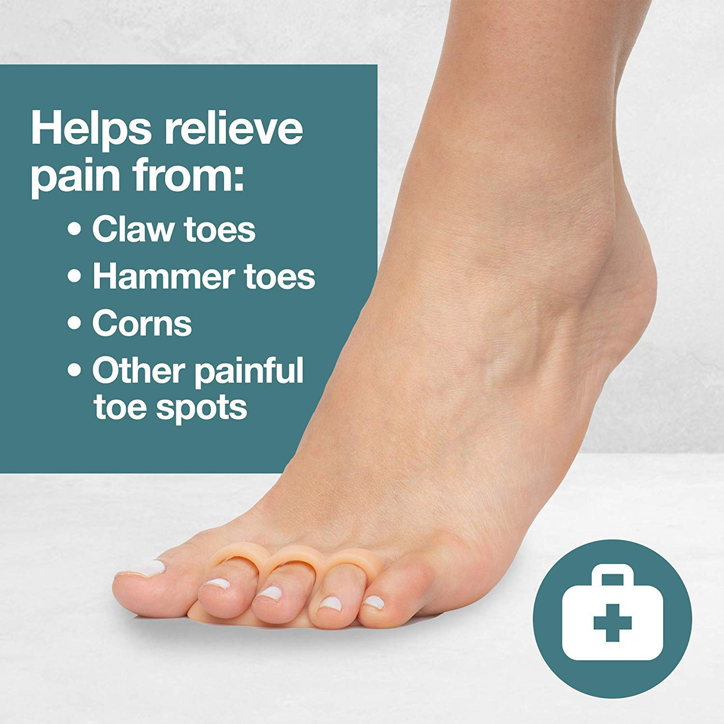 Zentoes Hammer Toe Straightener and Corrector 4 Pack Soft Gel Crests Splints | Reduce Foot Pain, Prevent Overlap | Flexible Footcare Treatment | Stain, Odor Resistant (Beige)