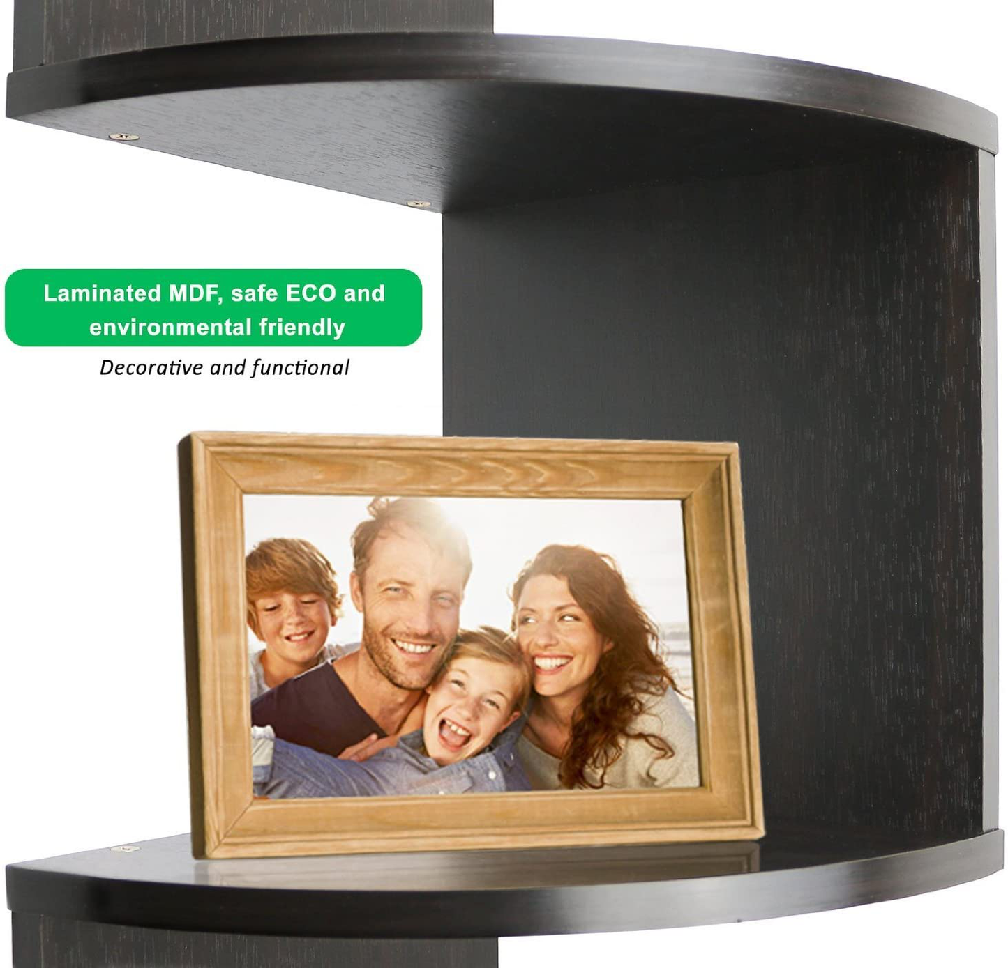 Greenco GRC2920 5 Tier Wall Mount Corner Shelves Walnut Finish