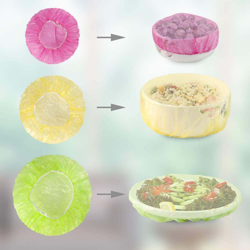 HANSGO Elastic Reusable Food Storage Covers, 120 Pieces 3 Size Plastic Wrap Colorful Bowl Covers Dish Plate Plastic Covers for Family Outdoor Picnic