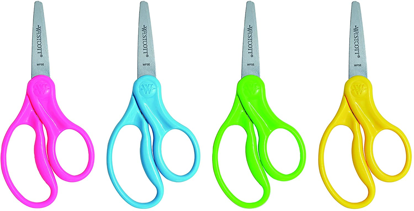 Westcott Right- & Left-Handed Scissors for Kids, 5’’ Pointed Scissors, Assorted, 6 Pack (16455)