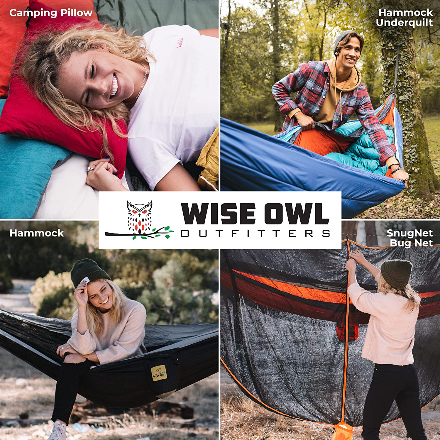 Wise Owl Outfitters Camping Hammocks - Portable Hammock Single or Double Hammock for Outdoor, Indoor W/ Tree Straps - Backpacking, Travel, and Camping Gear