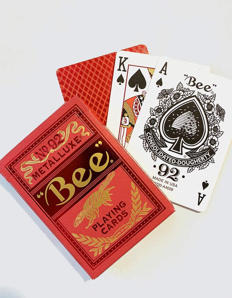 Bee Metalluxe Playing Cards - Red Foil Diamond Back, Standard Index
