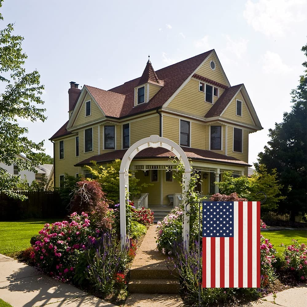 American Flag Double Sided American Flag Garden Flag Thick Weatherproof Burlap 4Th of July Garden Flag US Garden Flag Perfect Decor for Outdoor Yard Porch Patio Farmhouse Lawn, 12 X 18 Inch