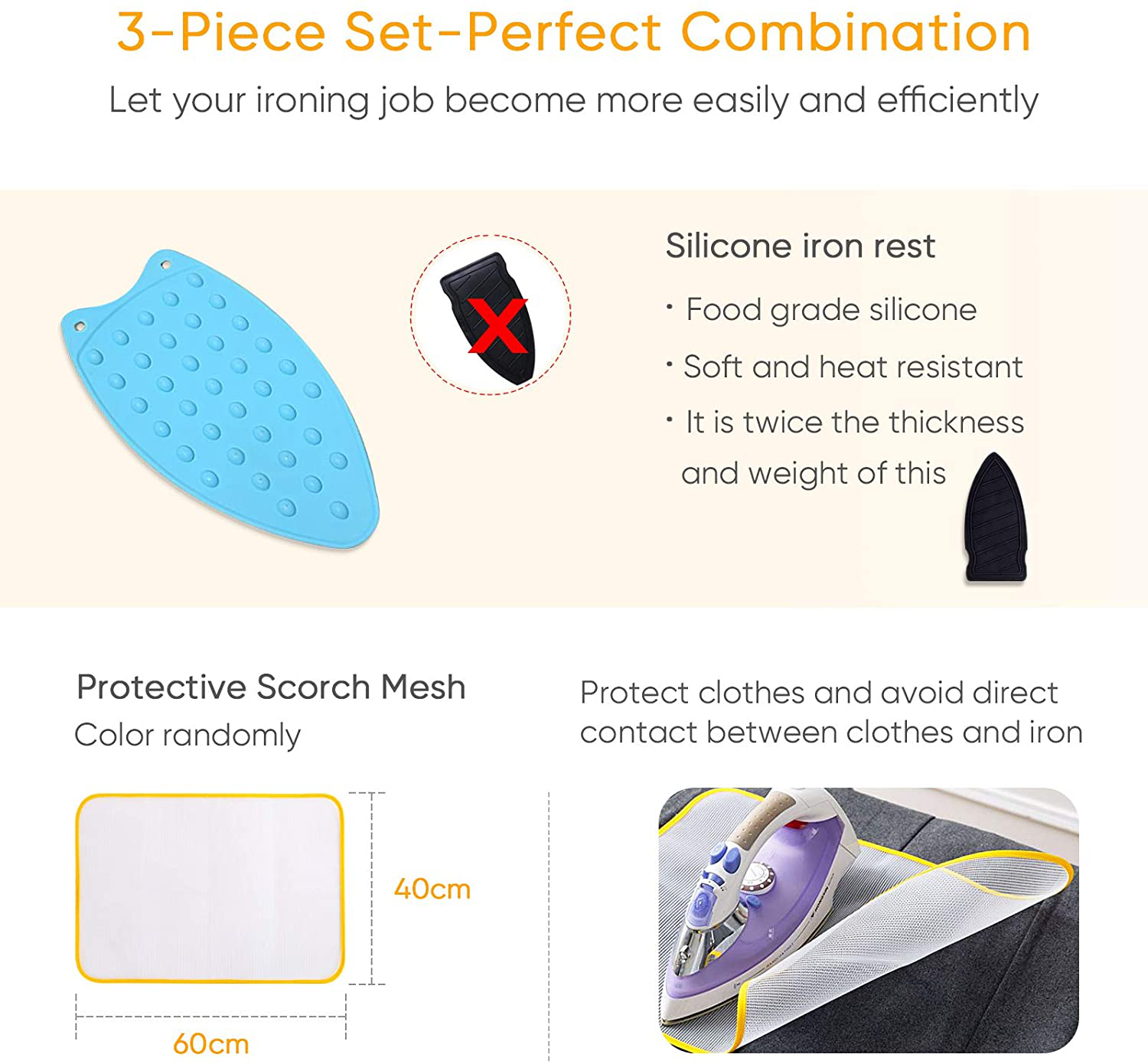 Upgraded Thick Ironing Mat,Travel Ironing Blanket Ironing Pad,Portable Double-Side Using,Heat Resistant Pad Cover for Washer,Dryer,Table Top,Countertop,Ironing Board for Small Space (22 x 47 inch)