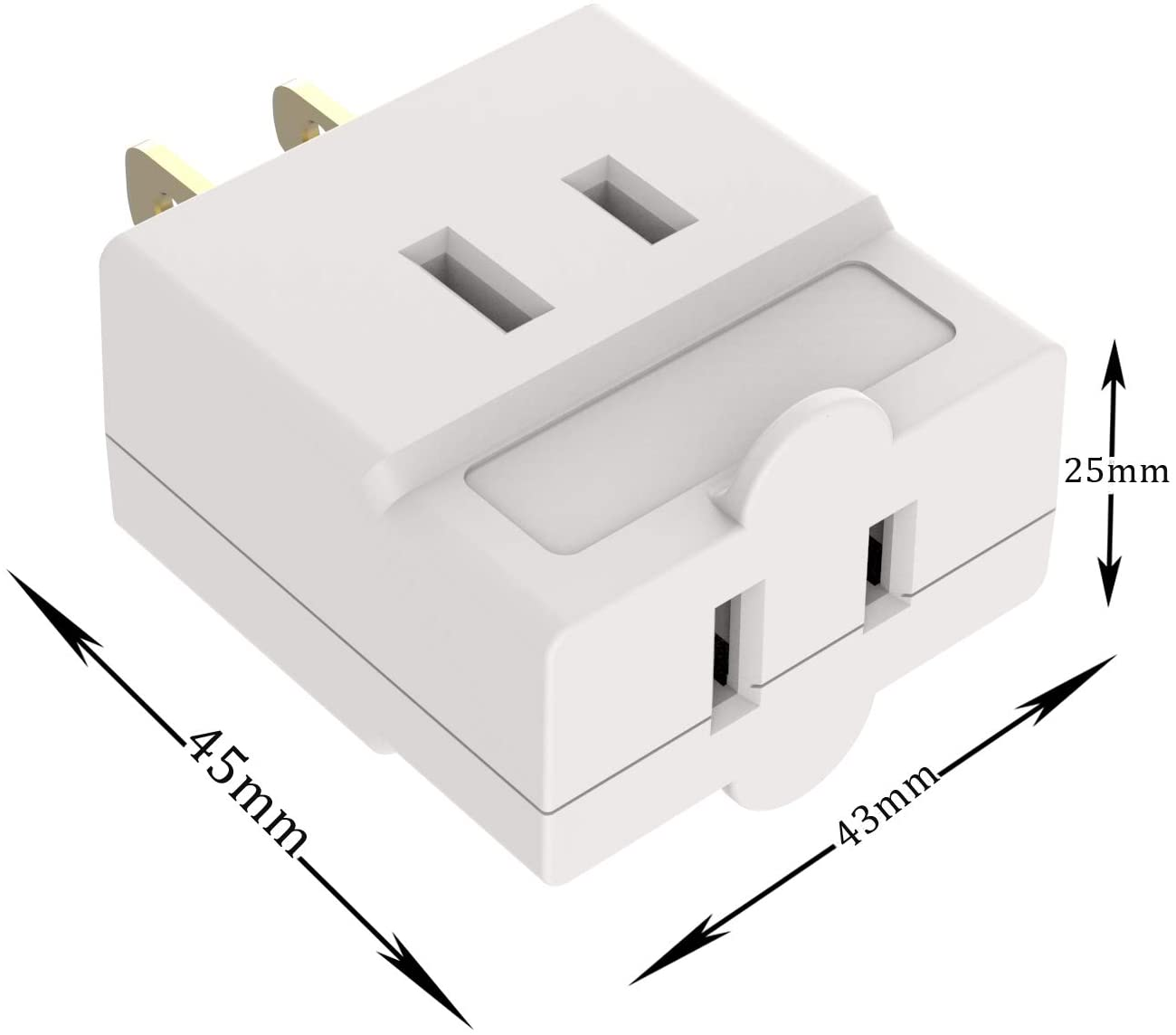 4 Pack Single Receptacle to 3 Outlet Cube Wall Tap,Plug-In Triple Outlet Polarized Adapter,White