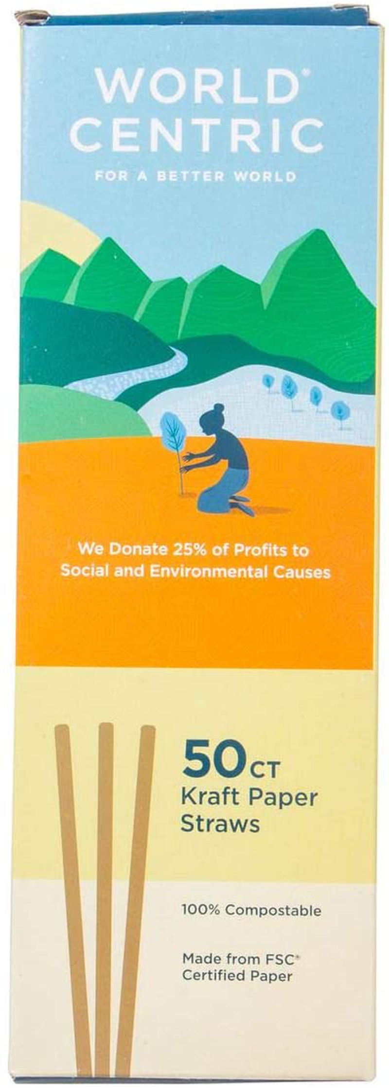 World Centric, Straws Paper Compostable, 50 Count