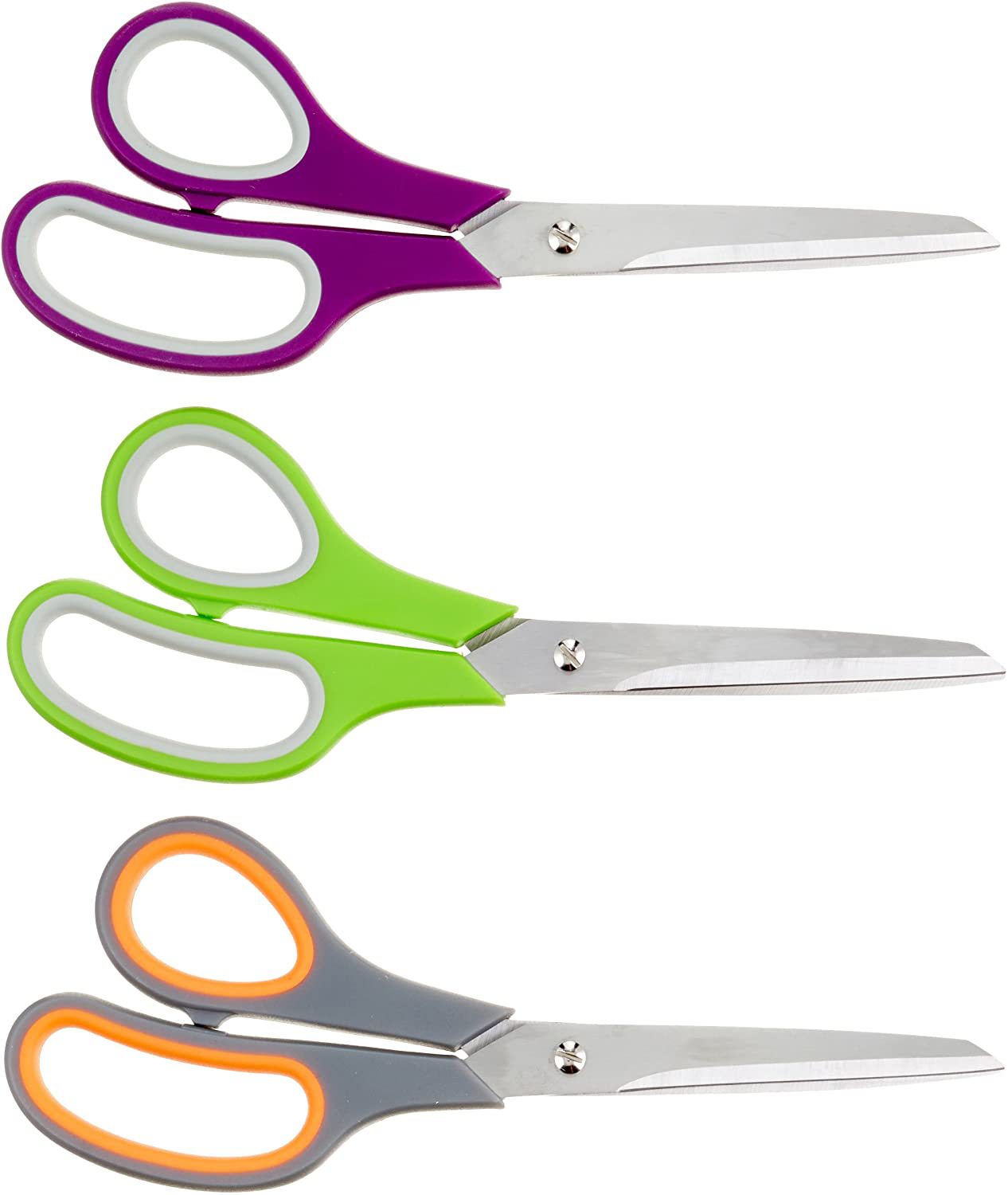 Multipurpose, Comfort Grip, Titanium Fused, Stainless Steel Office Scissors - Pack of 3